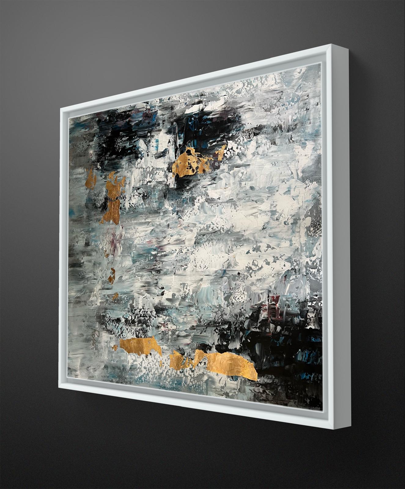 Abstract Gold Leaf Painting - Original Metallic Art
