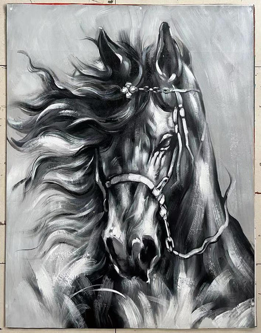Majestic Horse Original Painting - Black & White Equine Art