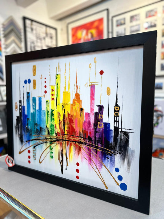 Vibrant Abstract Cityscape Painting | Original Urban Art Canvas