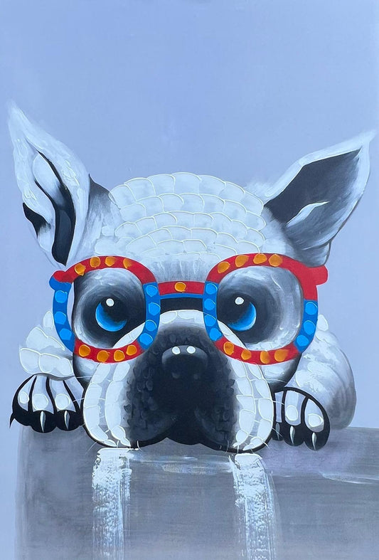 Playful Bulldog Art Painting - Vibrant Pet Portrait