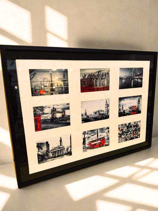 London Landmarks Photo Collage – Iconic Black & White Cityscape Print
