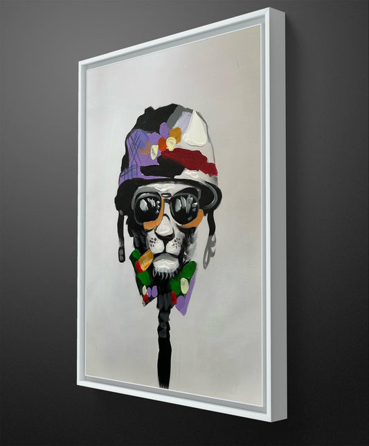 Cool Cat Vibes - Original Feline Portrait, Sunglasses Painting