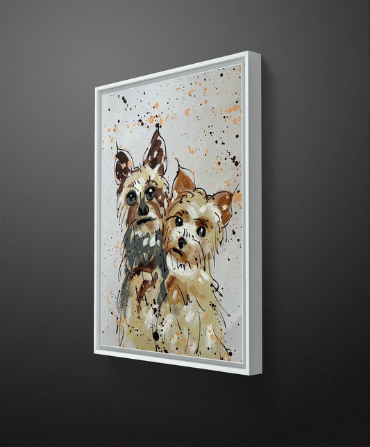 Loving Yorkie Duo Art - Original Dog Painting, Pet Portrait Canvas