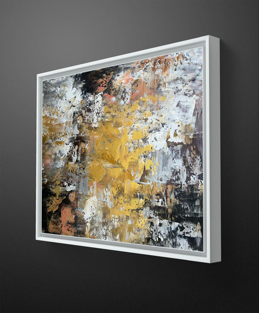 Golden Resonance – Textured Abstract Painting with Gold Leaf Accents