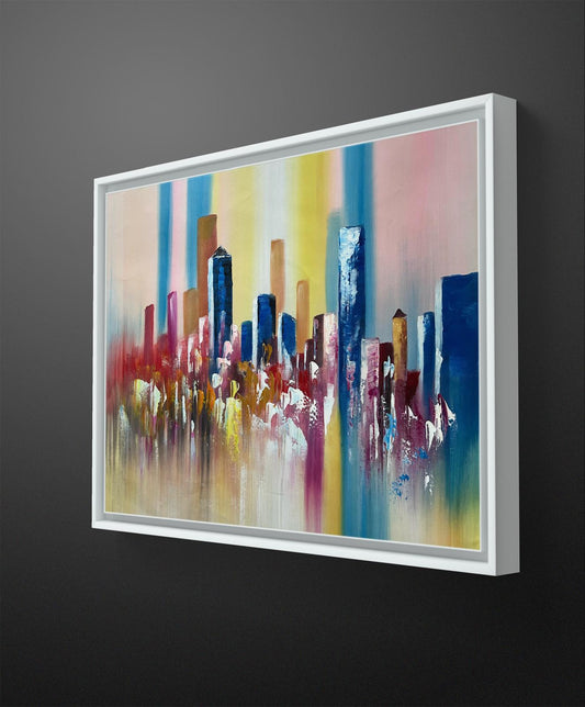Vibrant Manhattan – Abstract Skyline Painting in Bold Urban Hues