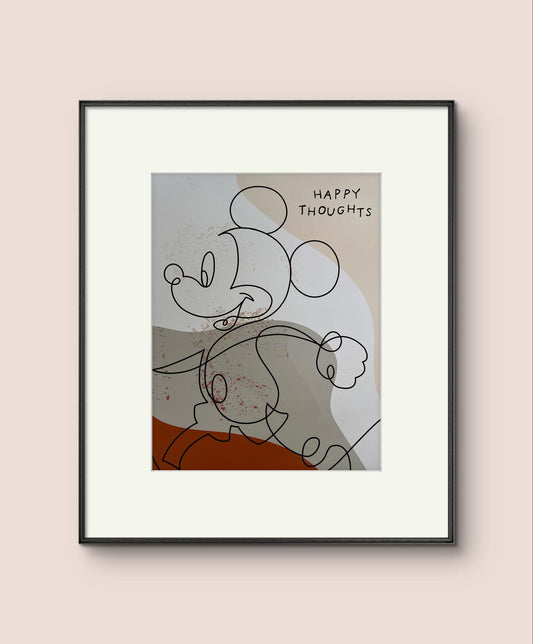 Happy Thoughts – Mikey Mouse Minimalist Line Art Print