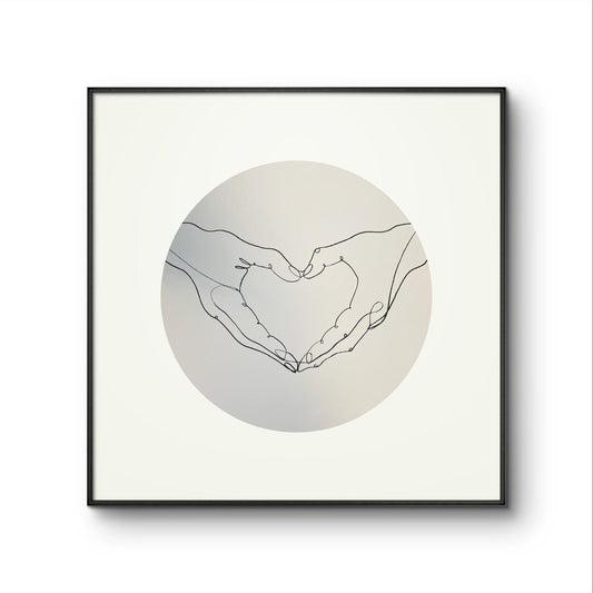 Love – Heart Hands Minimalist Line Art Print