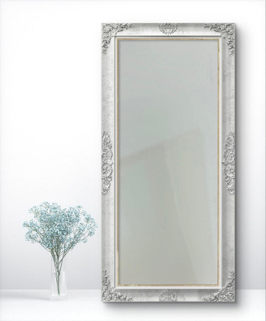 Ornate Antique Silver Mirror – Vintage Style Wall Decor